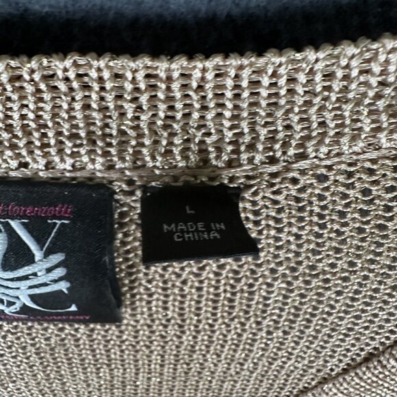 New York Company Sweater Womens Large Gold Metallic Knit V Neck Pullover Shimmer - Picture 4 of 9